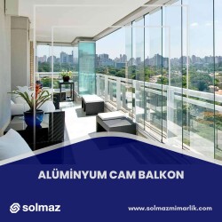 SOLMAZ - Alüminyum Cam Balkon - 300x300 - Isı Yalıtımlı - Gri Kasa - Renkli Cam - 1